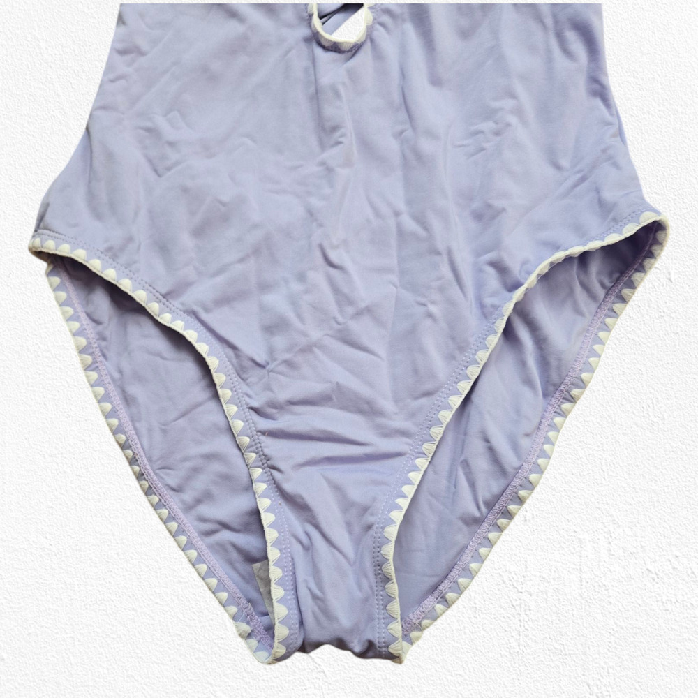 Lucky‎ Brand Lavender Purple Shell Plunge V Neck One Piece Swimsuit Size Medium - Picture 9 of 12